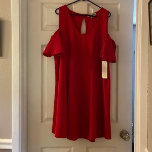 Cute Cold Shoulder Red Dress